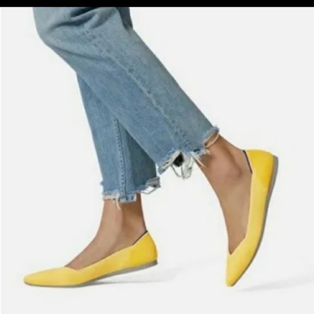 🥰 Rothy's Shoes. Sunshine Point Flat Yellow Retired Color:Blue /Size: 8.5